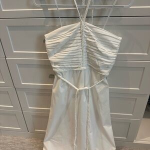 Veronica Beard White Ruched Cut-Out Sundress